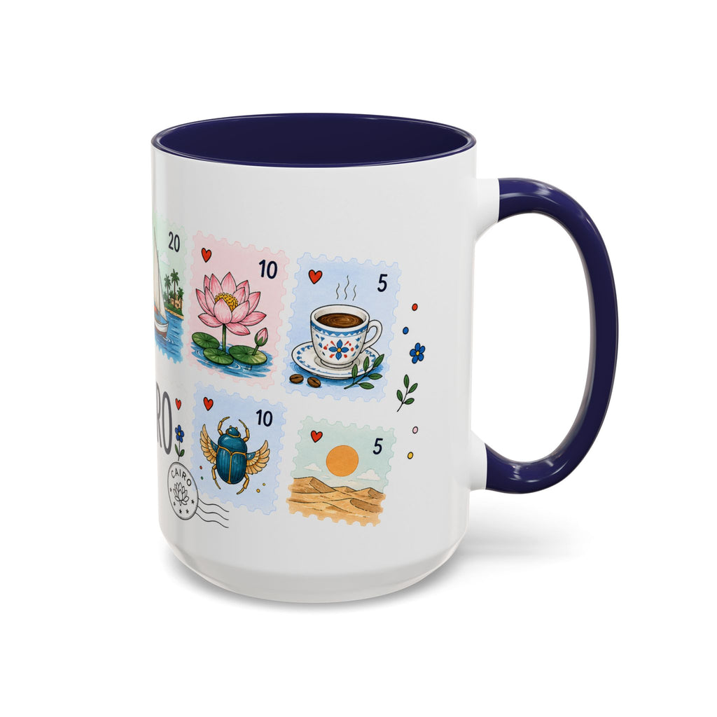 Cairo Coffee Mug | Postage Stamp Collage Mug | Travel Souvenir Accent Cup 11oz 15oz