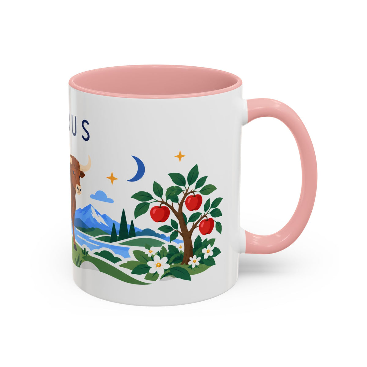 Taurus Zodiac Coffee Mug | Bull and Rose Design | Astrology Birthday Gift | 11 oz 15 oz Ceramic Accent Mug