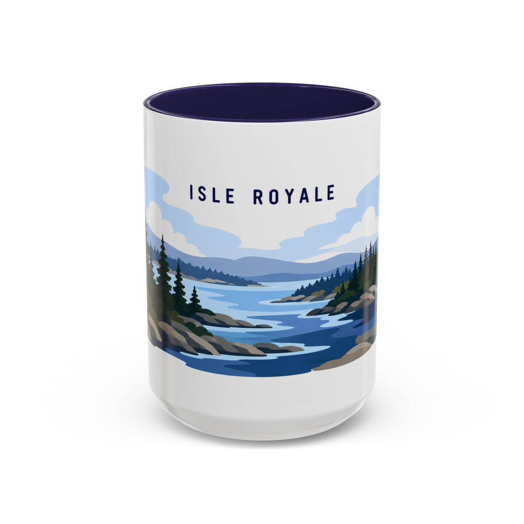 Isle Royale National Park Coffee Mug | Solid Color Block Park Souvenir | 11oz 15oz Accent Mug