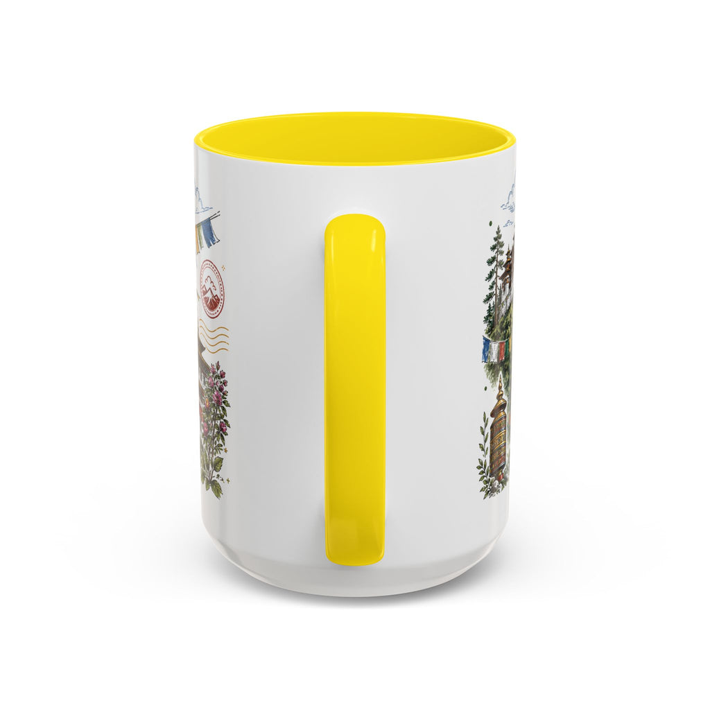 Bhutan Valleys Coffee Mug | Travel Destination Souvenir Gift | Accent Color Ceramic 11oz 15oz