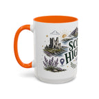 Scottish Highlands Coffee Mug | Travel Destination Souvenir Gift | Accent Color Ceramic 11oz 15oz