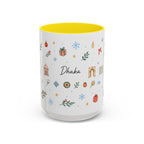 Dhaka Christmas Mug | Watercolor Travel Souvenir | Holiday Gift | Accent Ceramic Coffee Cup 11oz 15oz