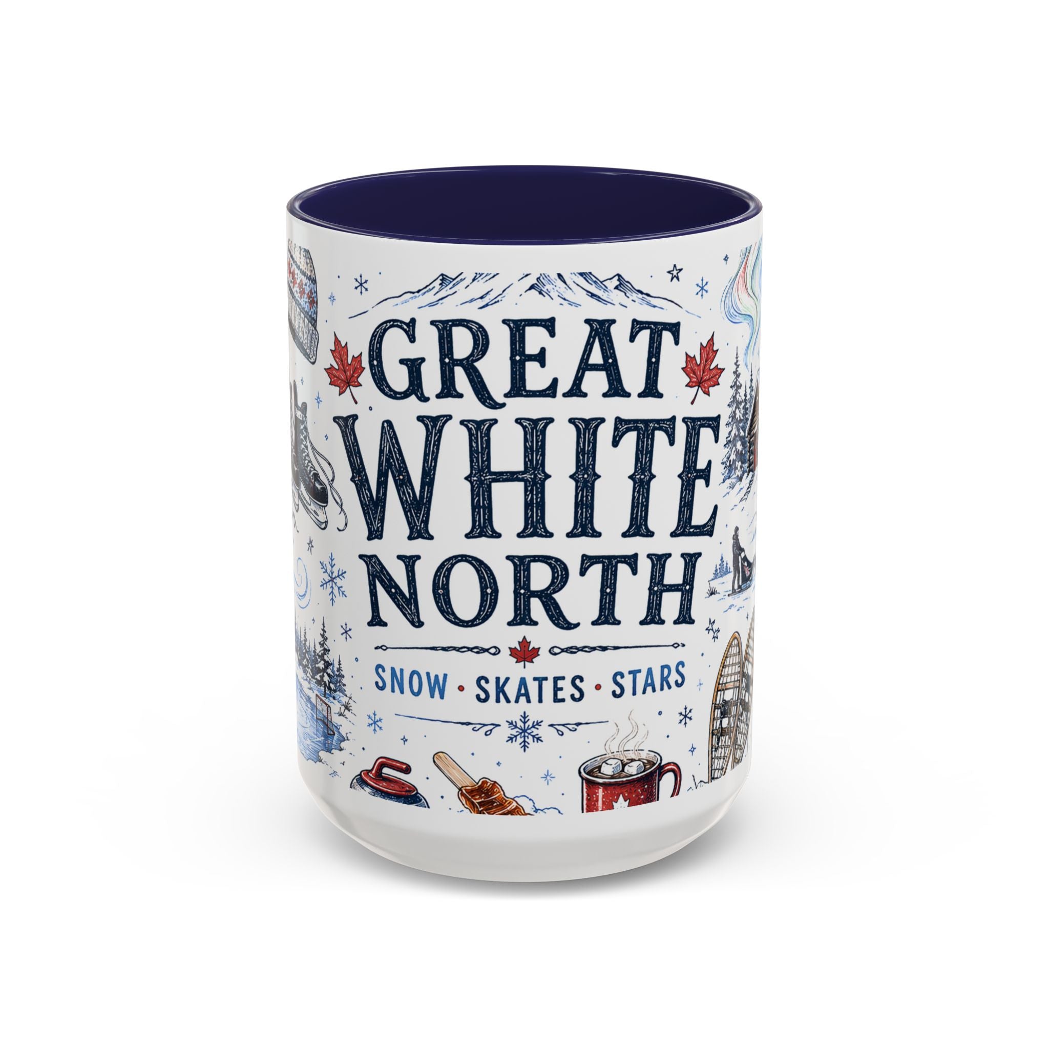 Great White North Coffee Mug | Canadian Pride Gift | Accent Color Ceramic 11oz 15oz
