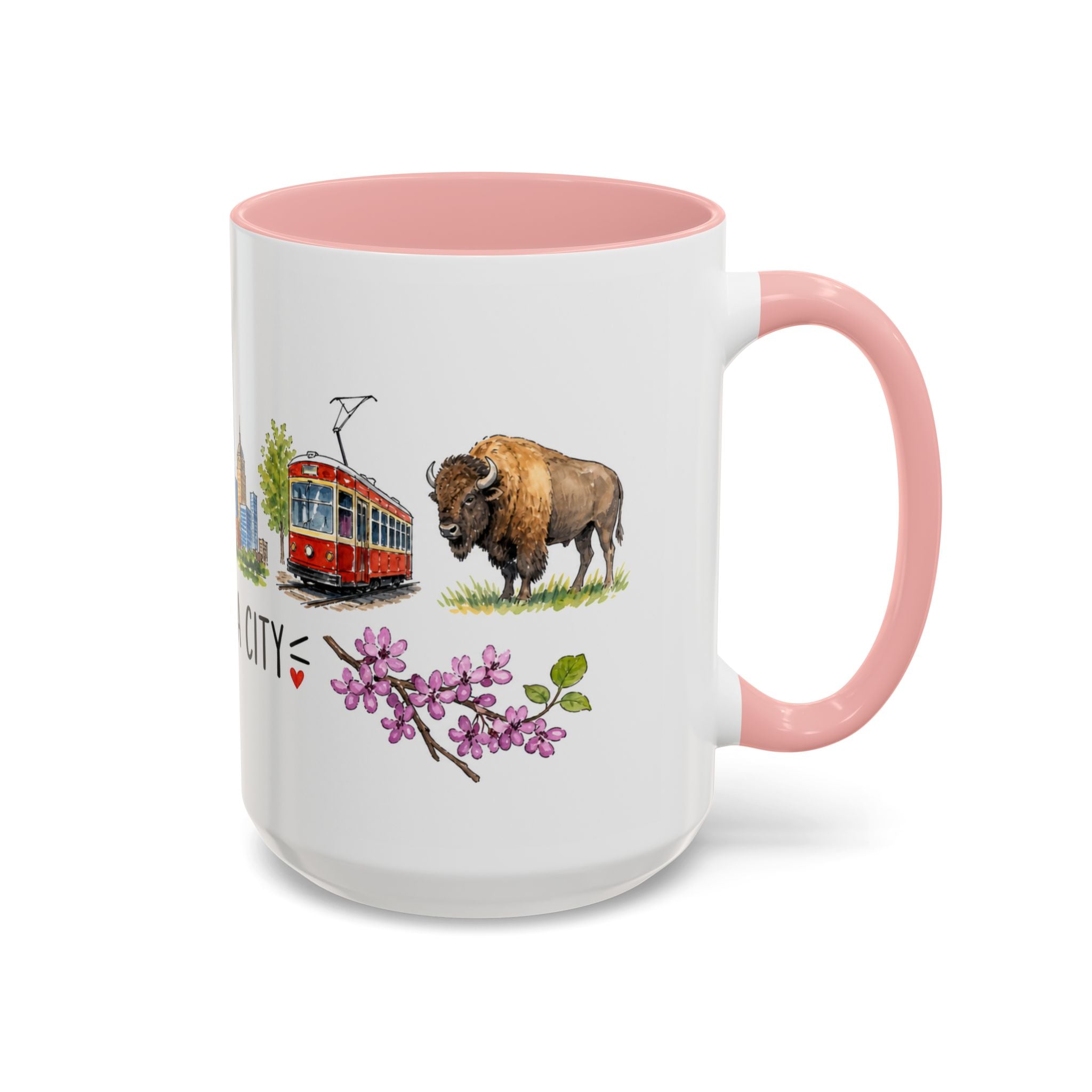 Oklahoma City Illustrated Travel Mug | City Souvenir Accent Coffee Mug | 11oz 15oz Ceramic Cup