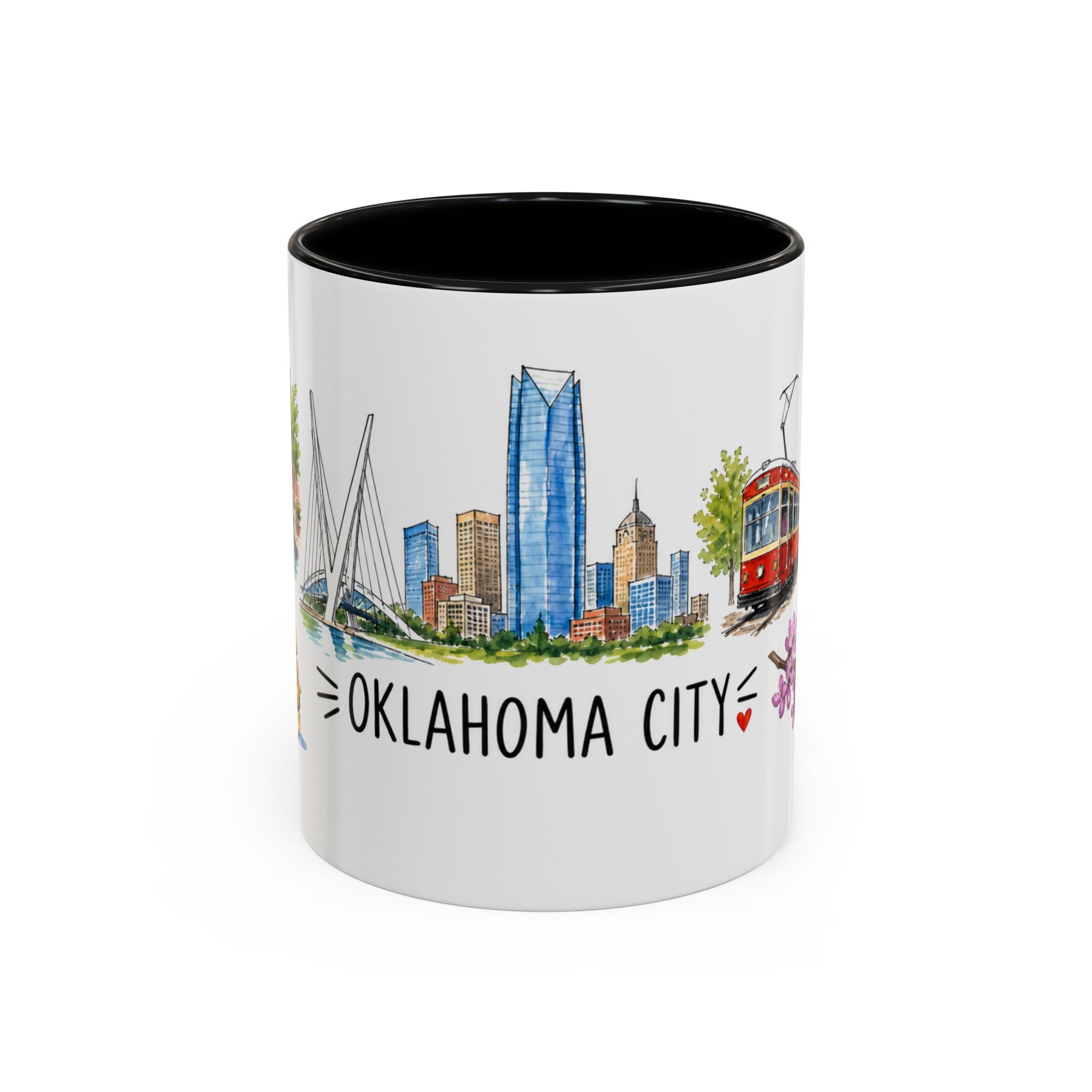 Oklahoma City Illustrated Travel Mug | City Souvenir Accent Coffee Mug | 11oz 15oz Ceramic Cup