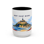 Mont Saint Michel Coffee Mug | Travel Destination Souvenir Gift | Accent Color Ceramic 11oz 15oz