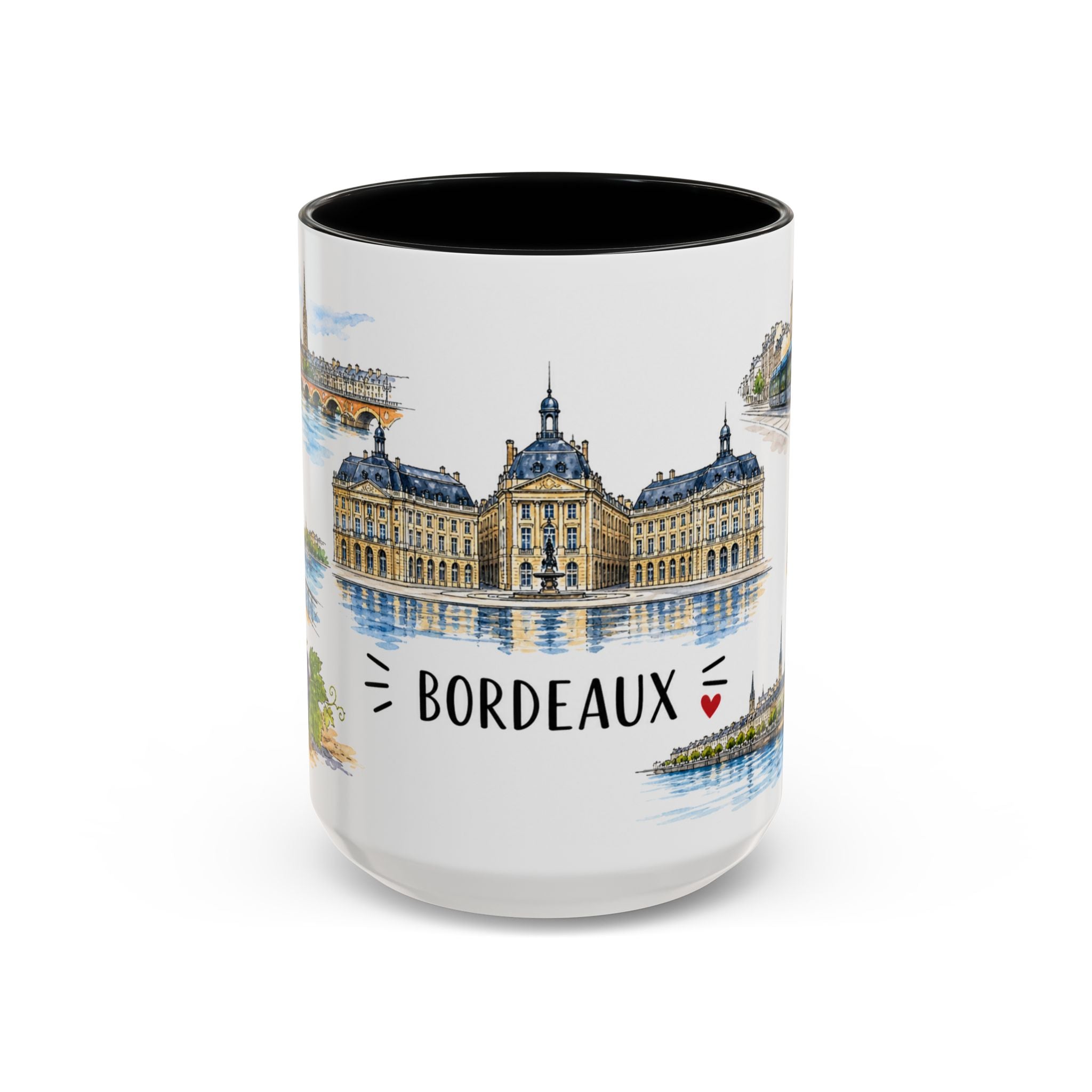 Bordeaux Illustrated Travel Mug | City Souvenir Accent Coffee Mug | 11oz 15oz Ceramic Cup