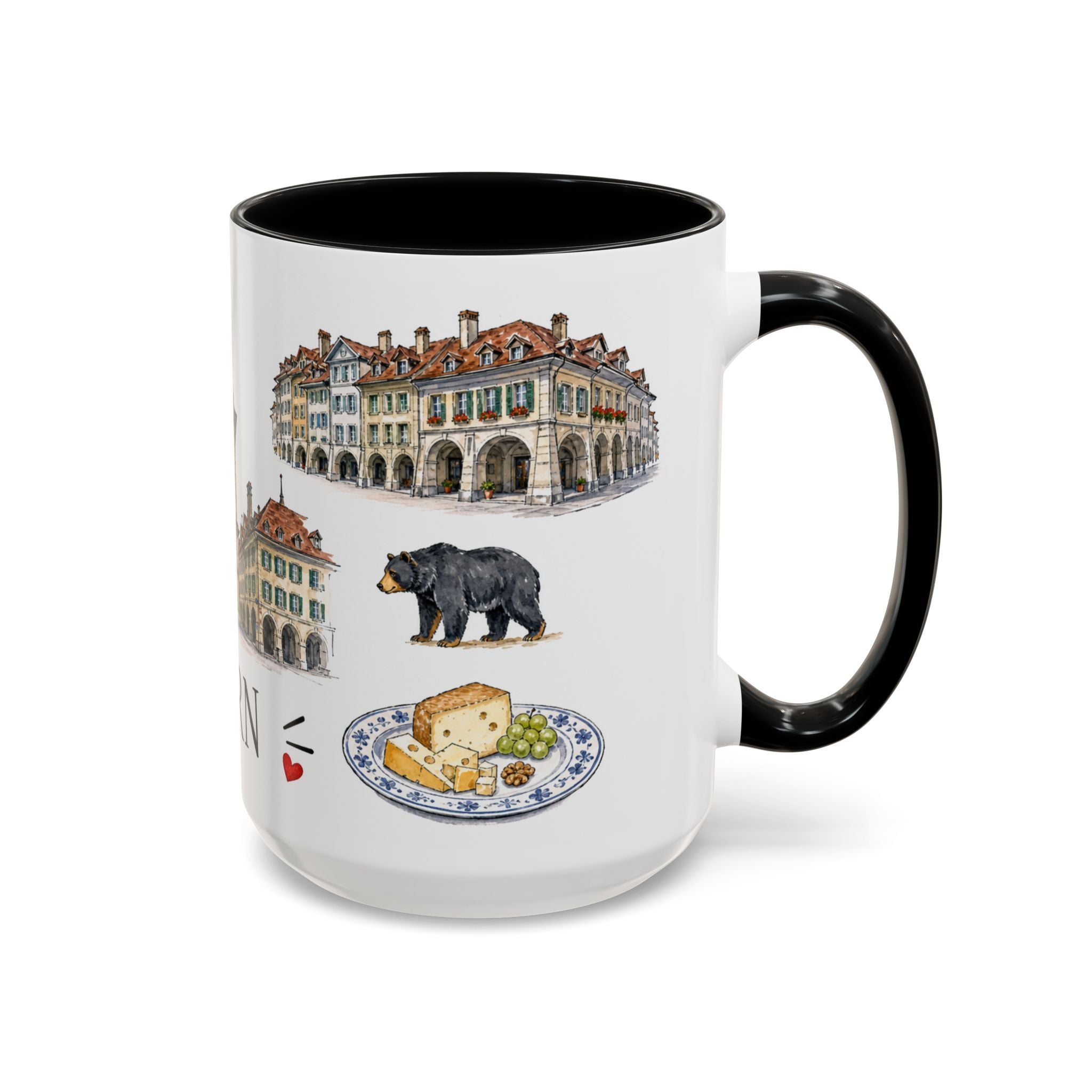 Bern Illustrated Travel Mug | City Souvenir Accent Coffee Mug | 11oz 15oz Ceramic Cup
