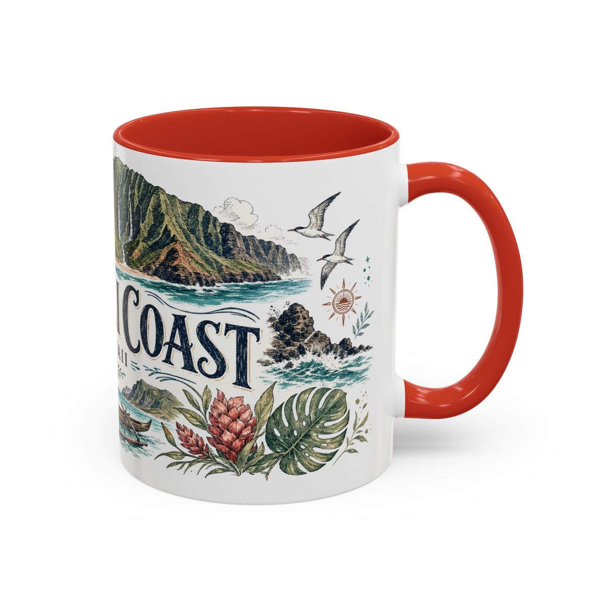 Na Pali Coast Mug, Hawaii Travel Souvenir, Bucket List Gift, Accent Ceramic Coffee Mug 11oz 15oz