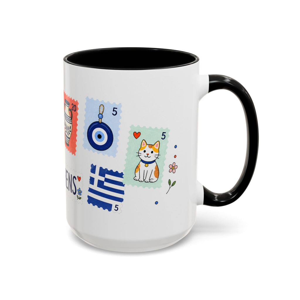 Athens Coffee Mug | Postage Stamp Collage Mug | Travel Souvenir Accent Cup 11oz 15oz