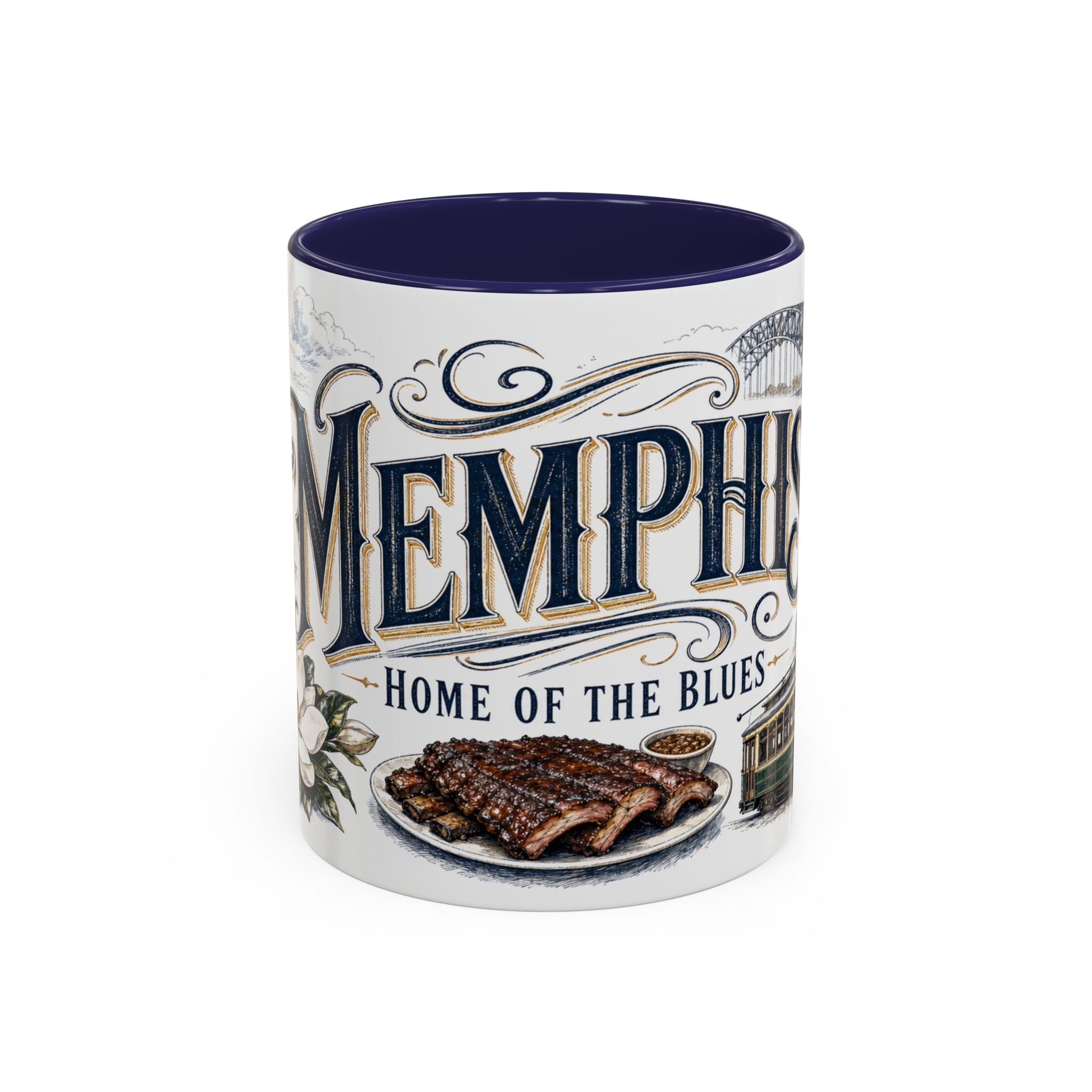 Memphis Coffee Mug | United States Travel Souvenir | Vintage Illustrated City Gift | 11 oz 15 oz Accent Mug
