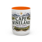 Cape Winelands Coffee Mug | Travel Destination Souvenir Gift | Accent Color Ceramic 11oz 15oz