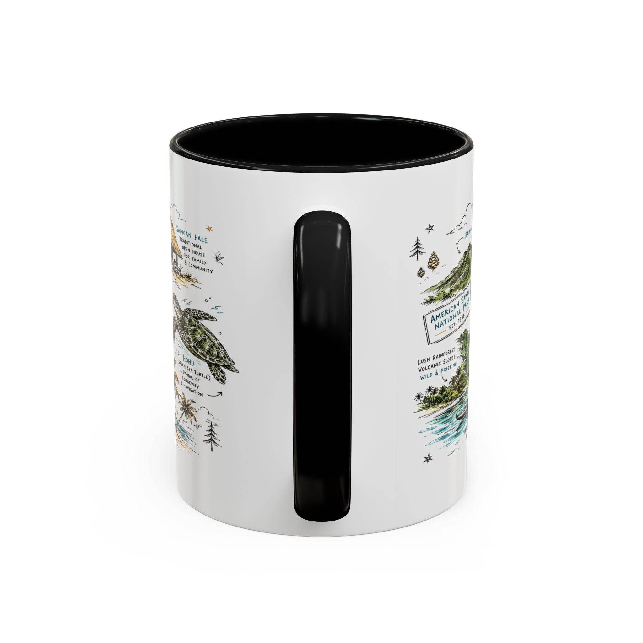 American Samoa National Park Coffee Mug | Pacific Island Rainforest Reef Gift | Accent Color Ceramic 11oz 15oz