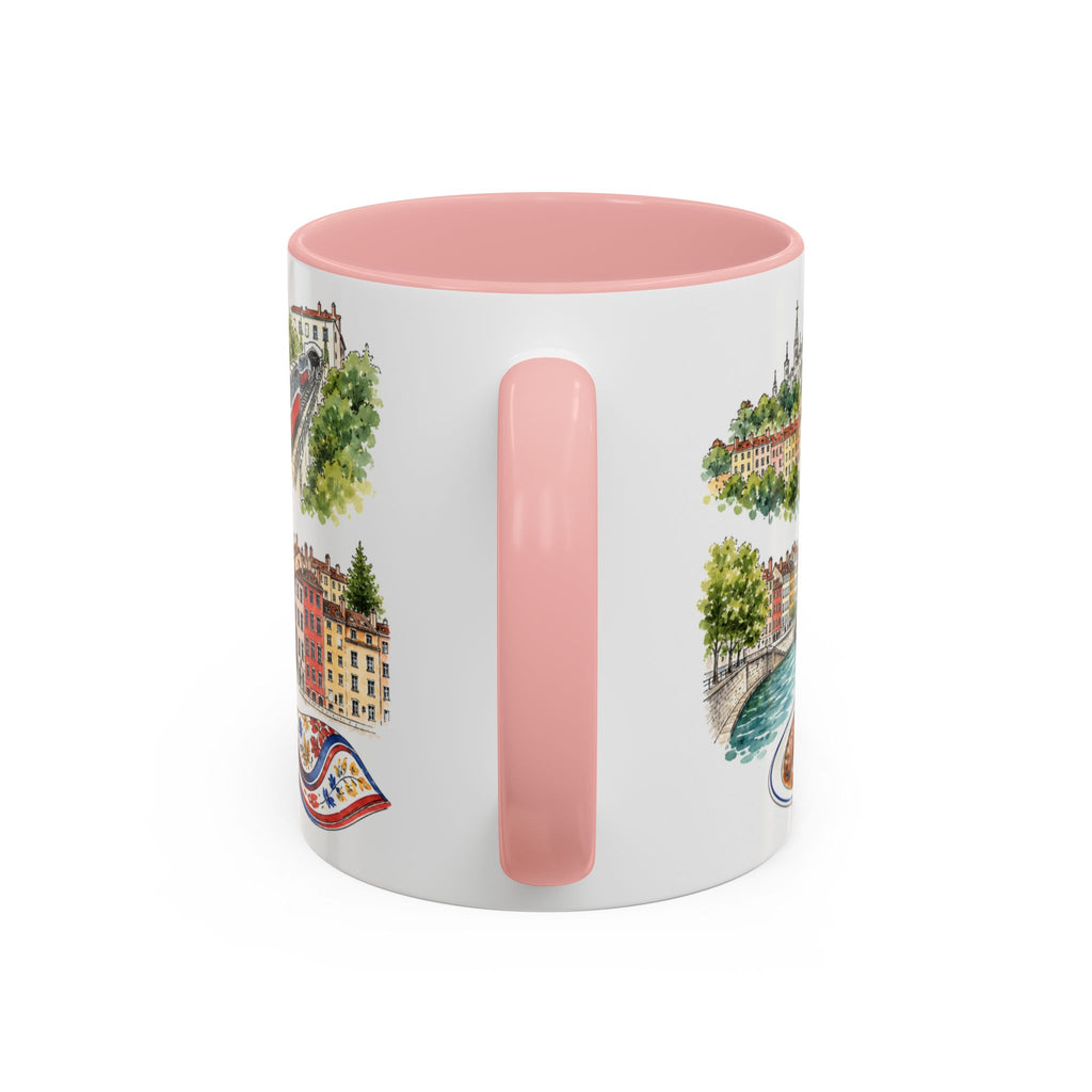 Lyon Illustrated Travel Mug | City Souvenir Accent Coffee Mug | 11oz 15oz Ceramic Cup