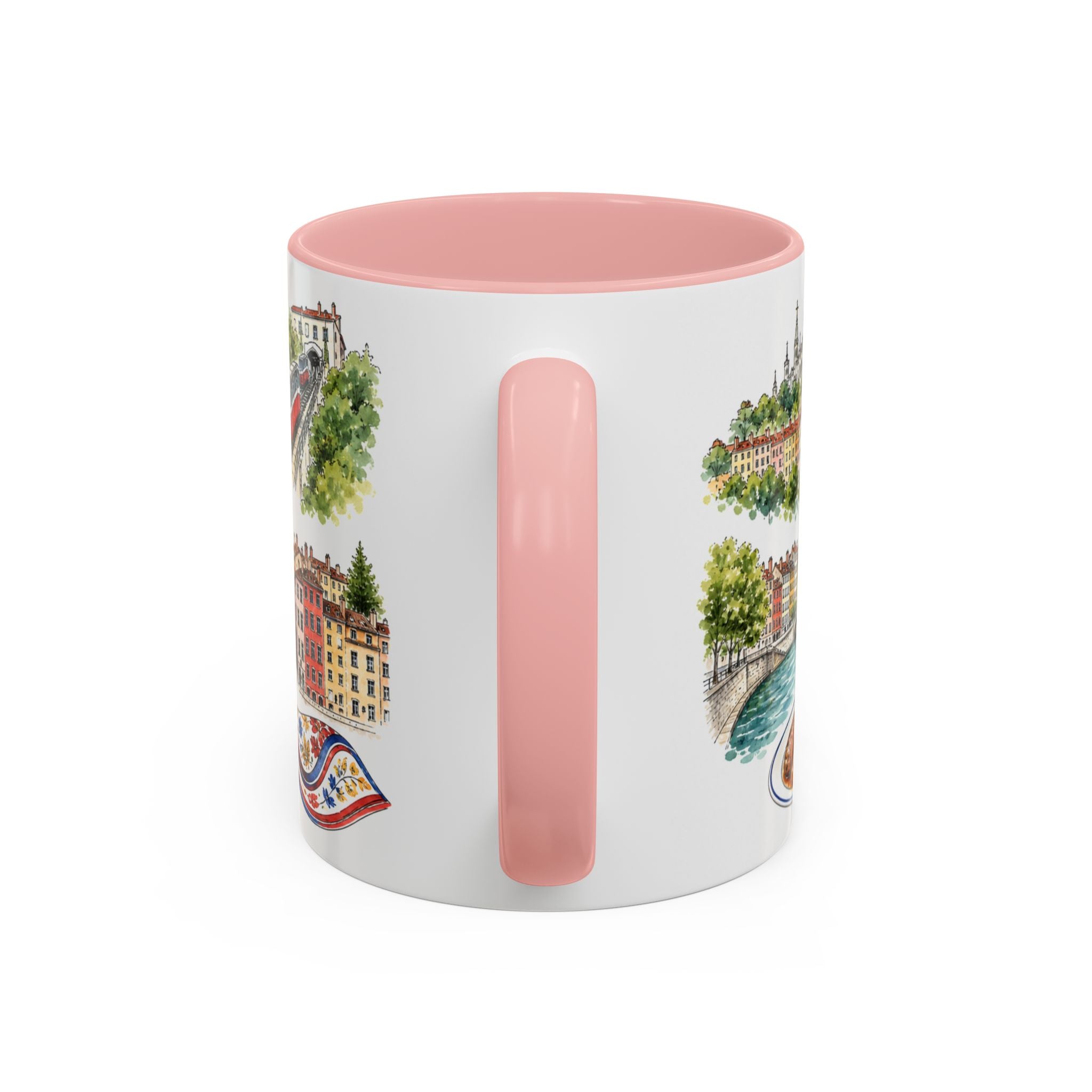 Lyon Illustrated Travel Mug | City Souvenir Accent Coffee Mug | 11oz 15oz Ceramic Cup