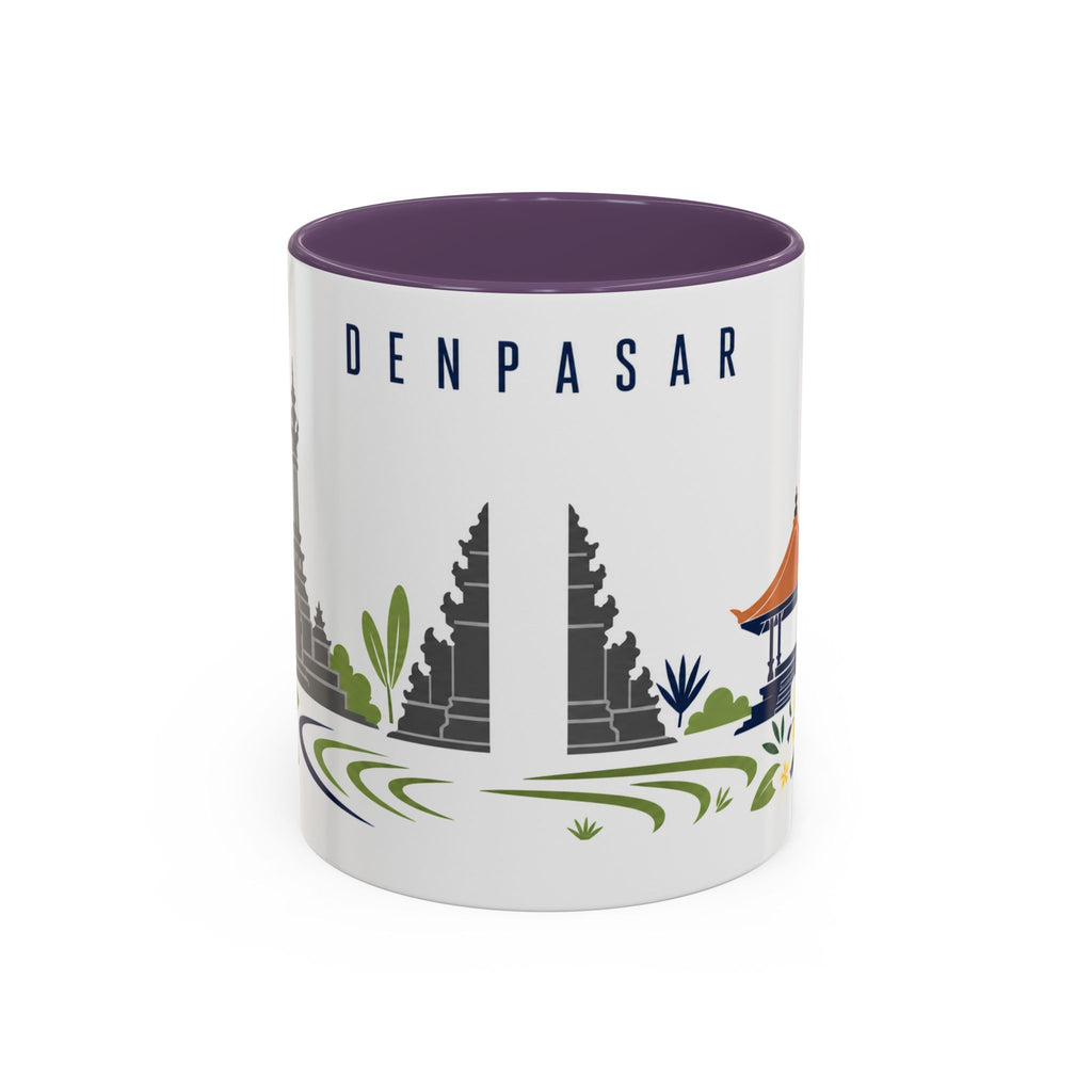 Denpasar Coffee Mug | Indonesia Travel Souvenir | Porcelain Decal City Gift | 11oz 15oz Accent Mug