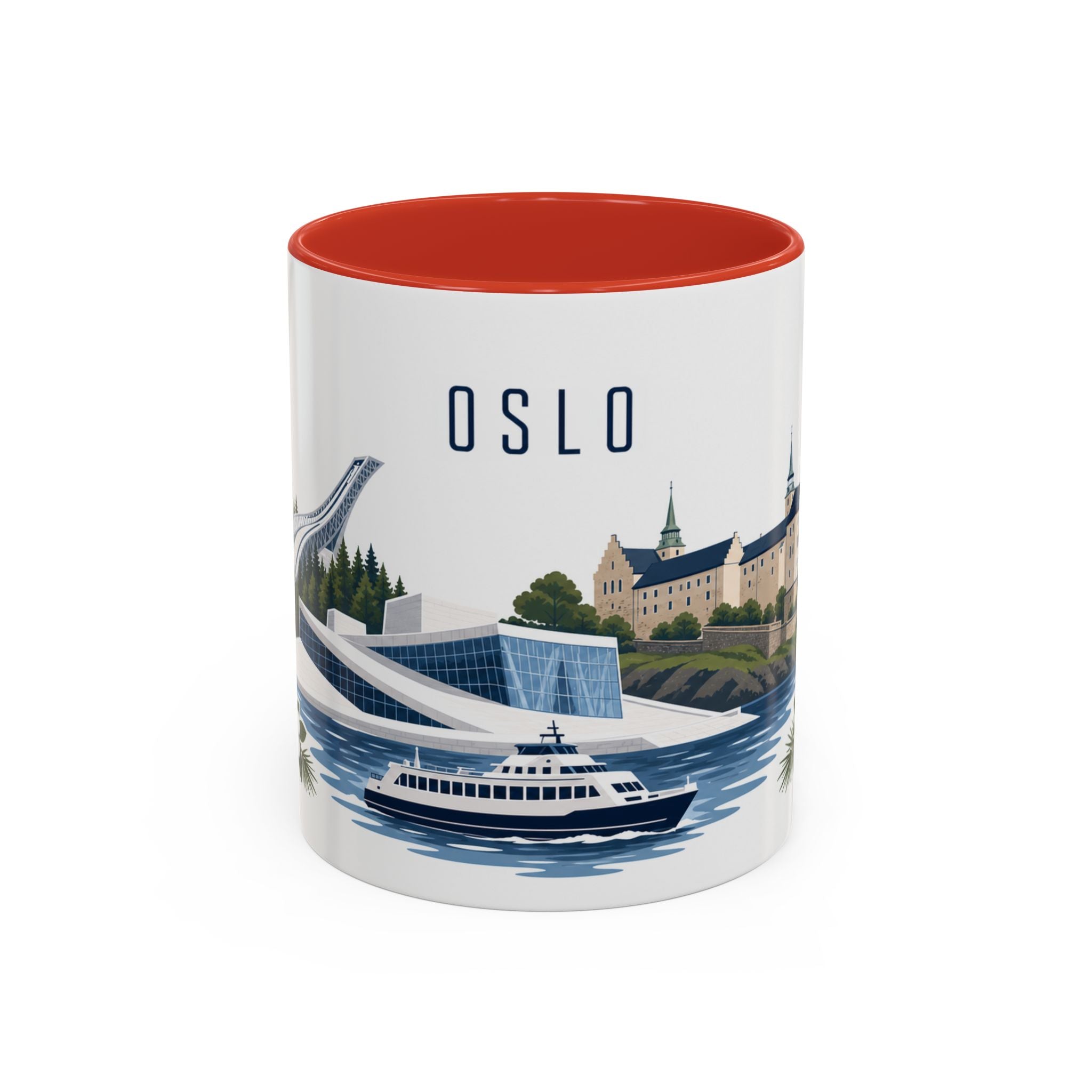 Oslo Coffee Mug | Norway Travel Souvenir | Porcelain Decal City Gift | 11oz 15oz Accent Mug