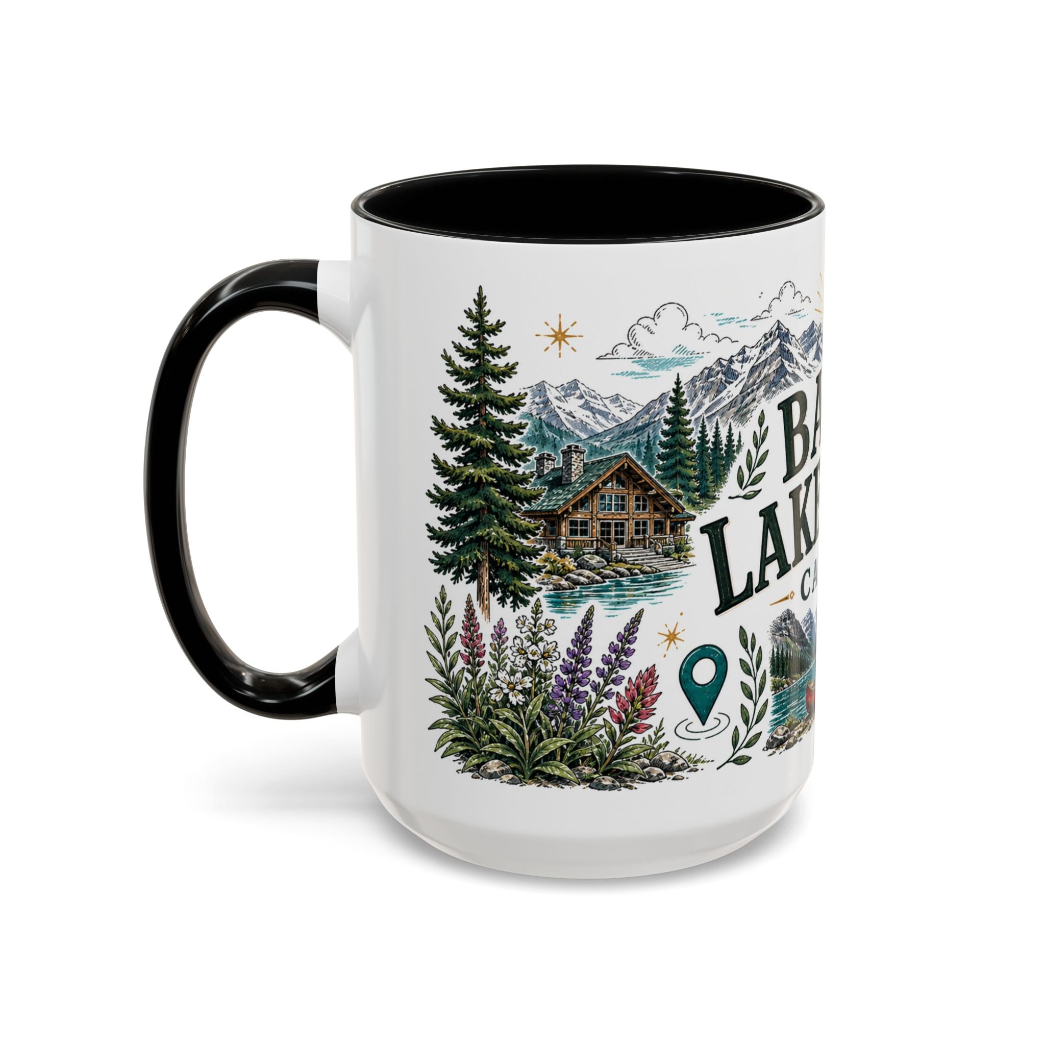 Banff Lake Louise Coffee Mug | Travel Destination Souvenir Gift | Accent Color Ceramic 11oz 15oz