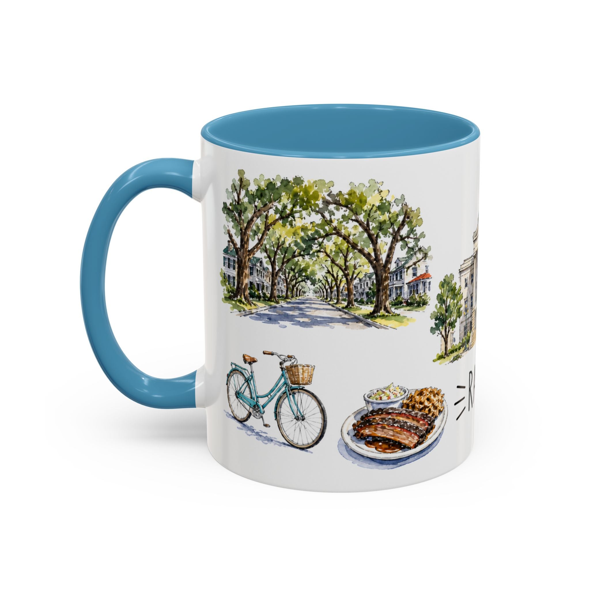 Raleigh Illustrated Travel Mug | City Souvenir Accent Coffee Mug | 11oz 15oz Ceramic Cup