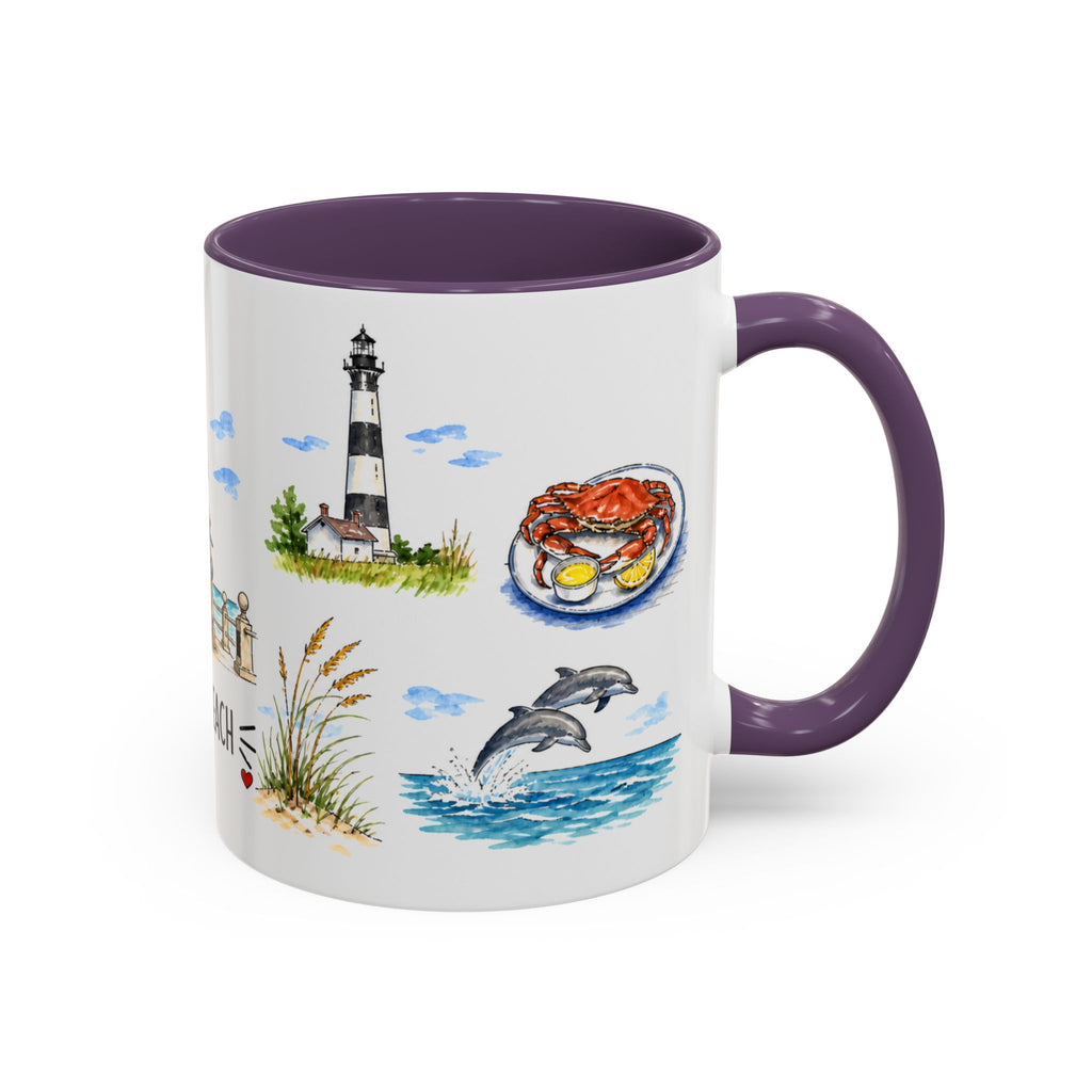Virginia Beach Illustrated Travel Mug | City Souvenir Accent Coffee Mug | 11oz 15oz Ceramic Cup