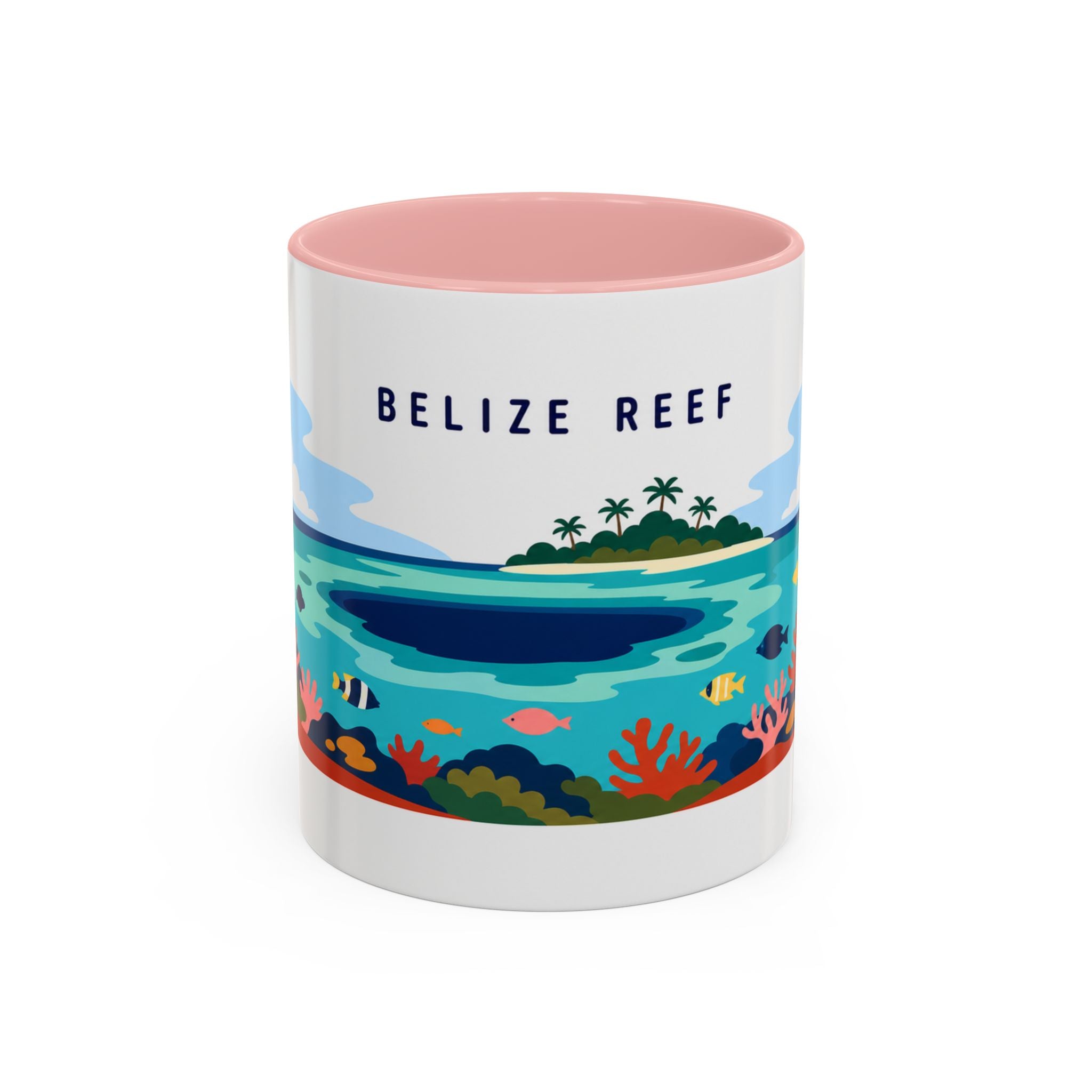 Belize Reef Coffee Mug | Travel Destination Souvenir Gift | Accent Color Ceramic 11oz 15oz