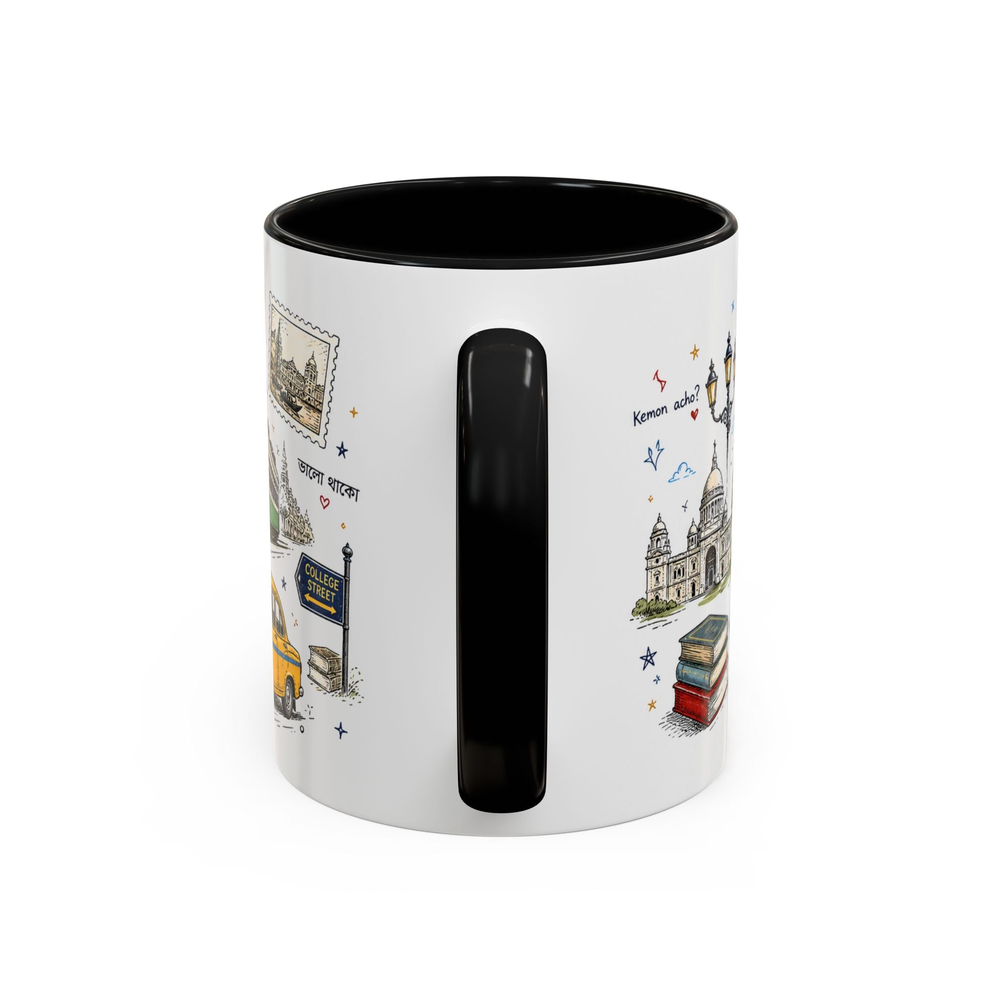 Kolkata Coffee Mug | India Souvenir Travel Gift | Accent Color Ceramic 11oz 15oz
