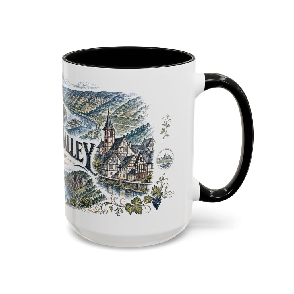 Rhine Valley Mug, Germany Travel Souvenir, Bucket List Gift, Accent Ceramic Coffee Mug 11oz 15oz
