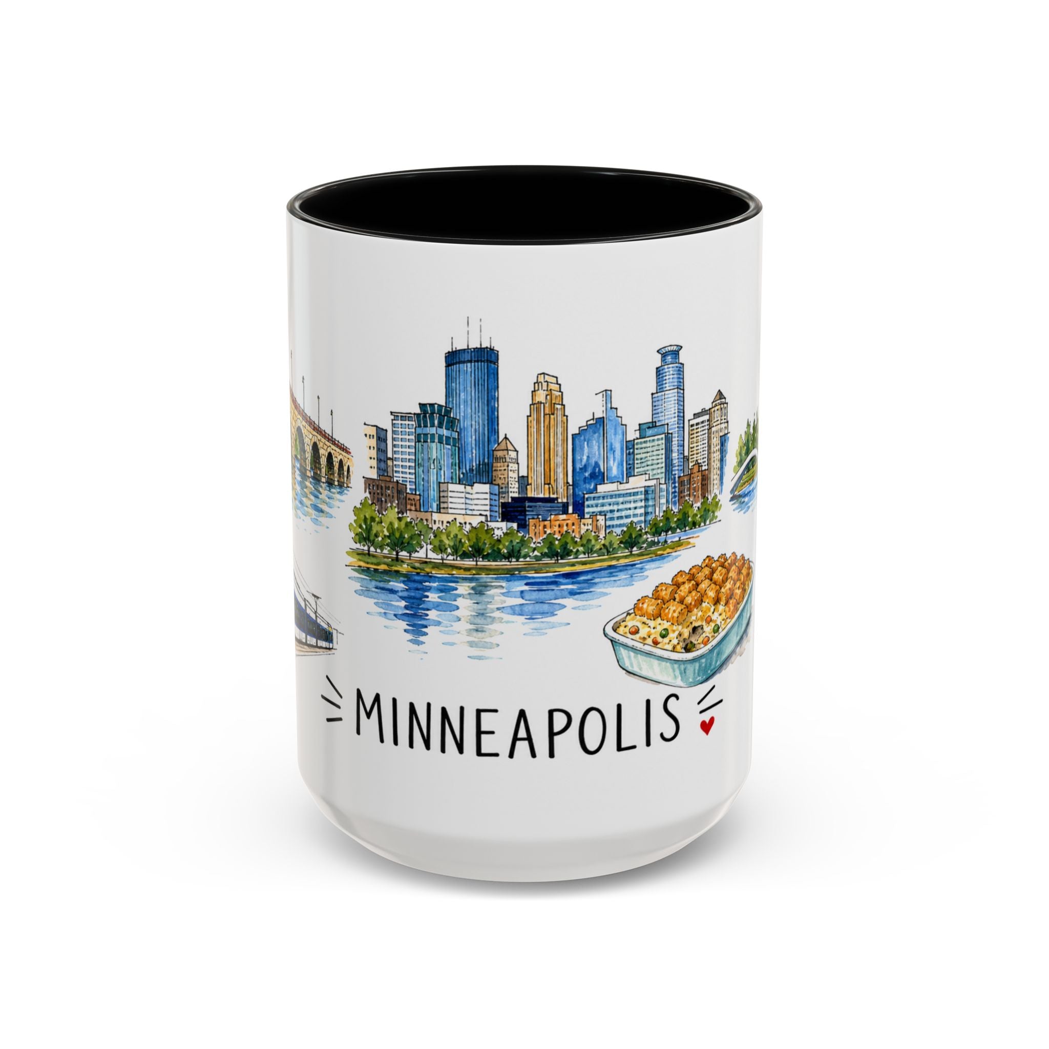 Minneapolis Illustrated Travel Mug | City Souvenir Accent Coffee Mug | 11oz 15oz Ceramic Cup