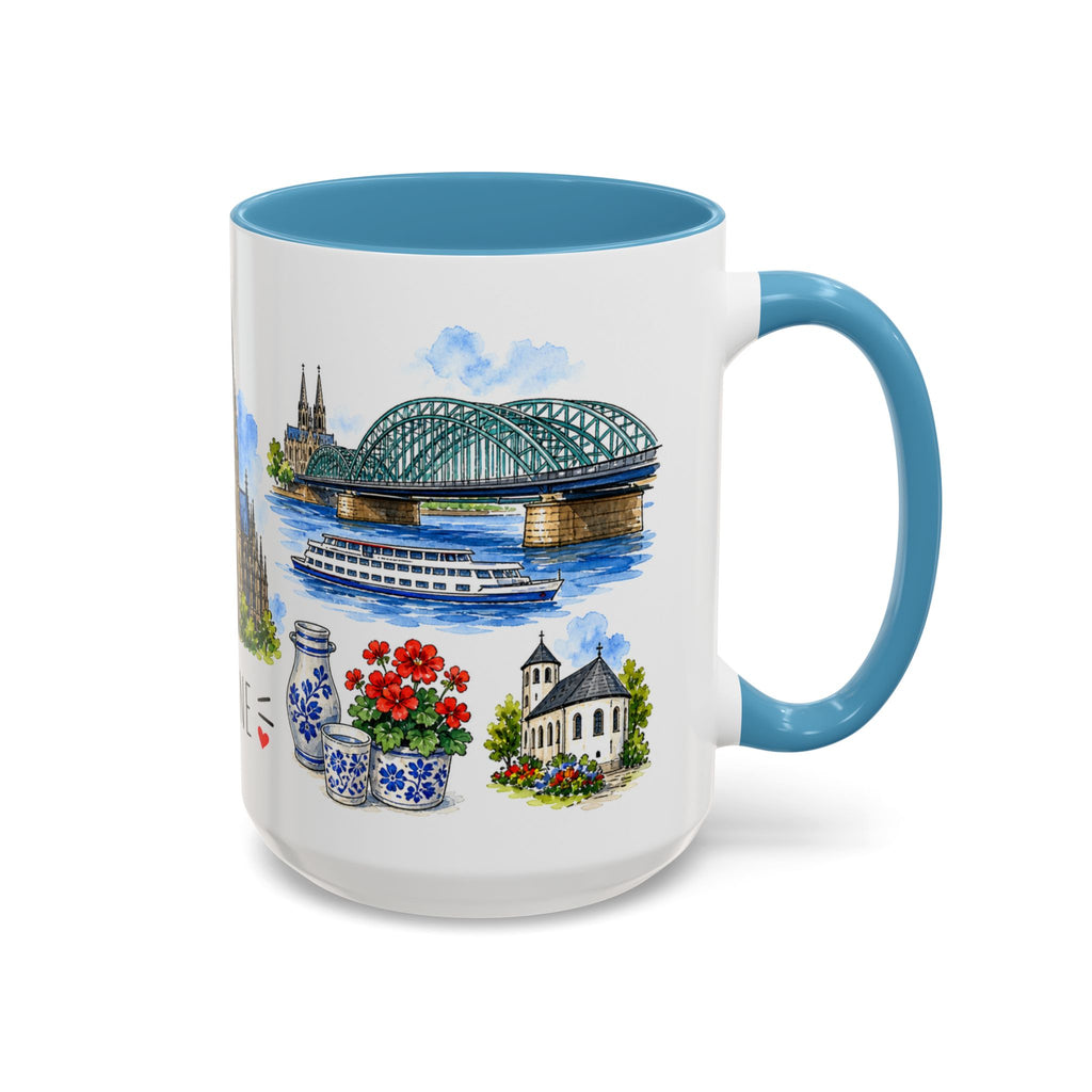 Cologne Illustrated Travel Mug | City Souvenir Accent Coffee Mug | 11oz 15oz Ceramic Cup