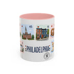 Philadelphia Coffee Mug | Postage Stamp Collage Mug | Travel Souvenir Accent Cup 11oz 15oz