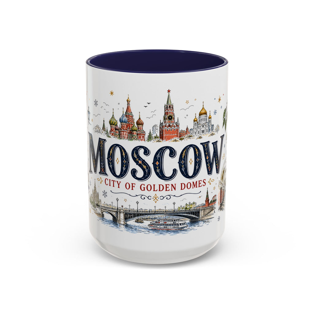 Moscow Coffee Mug | Russia Souvenir Travel Gift | Accent Color Ceramic 11oz 15oz