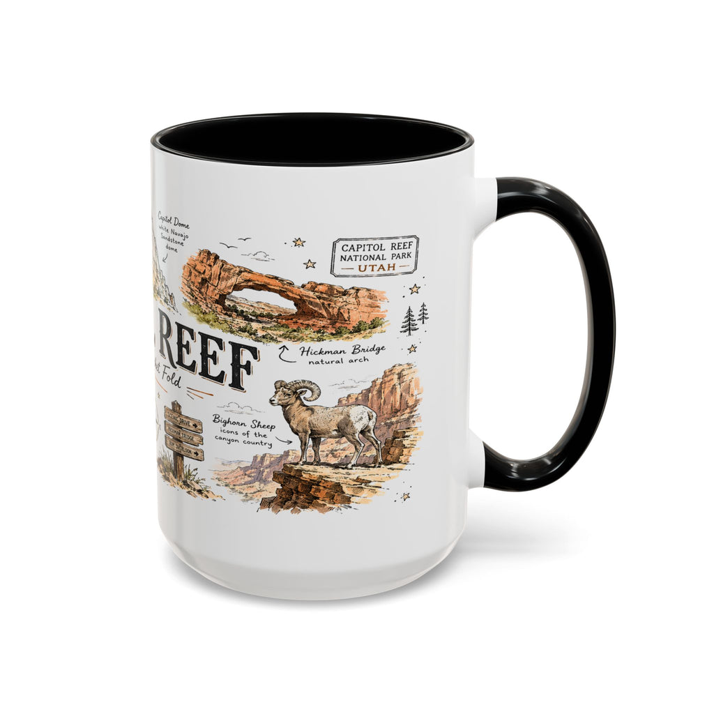 Capitol Reef National Park Coffee Mug | Utah Sandstone Canyon Hiking Gift | Accent Color Ceramic 11oz 15oz