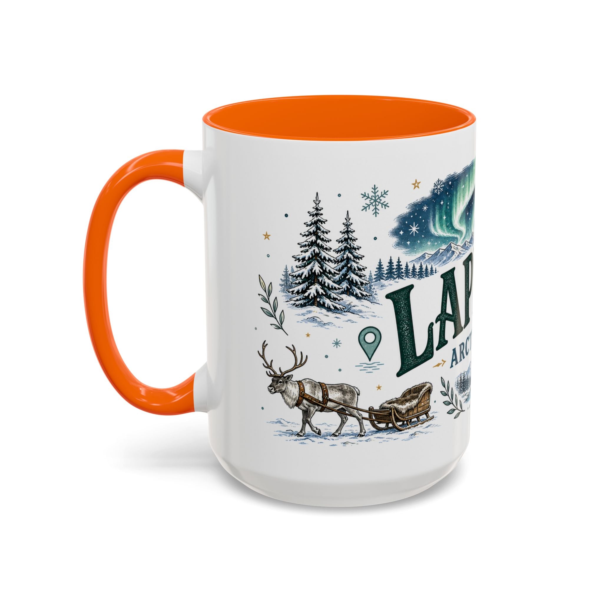 Lapland Coffee Mug | Travel Destination Souvenir Gift | Accent Color Ceramic 11oz 15oz