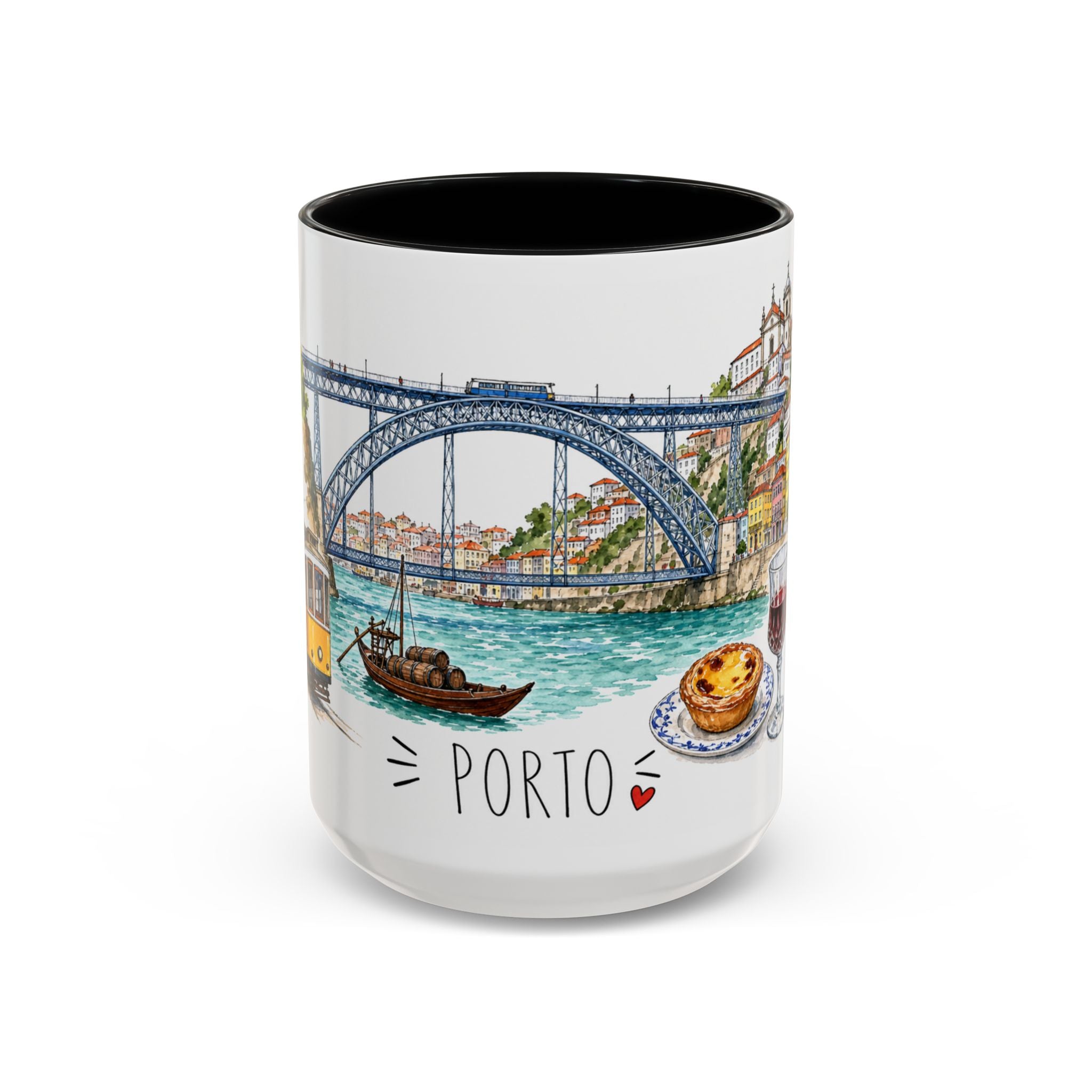 Porto Illustrated Travel Mug | City Souvenir Accent Coffee Mug | 11oz 15oz Ceramic Cup