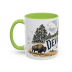 Devils Tower Mug, Wyoming Travel Souvenir, Bucket List Gift, Accent Ceramic Coffee Mug 11oz 15oz