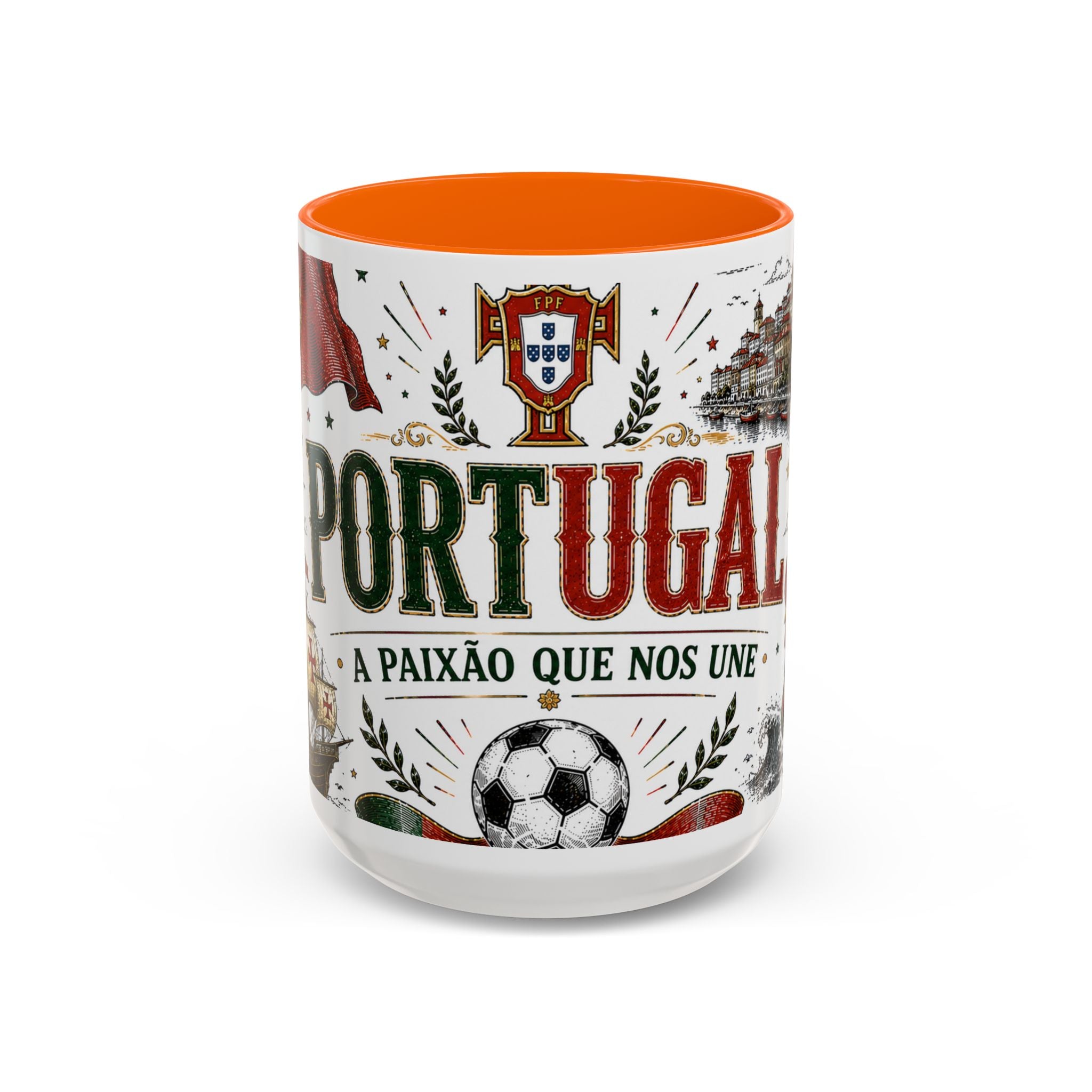 Portugal Soccer Coffee Mug | World Cup Fan Gift | Accent Color Ceramic 11oz 15oz Match Day Cup