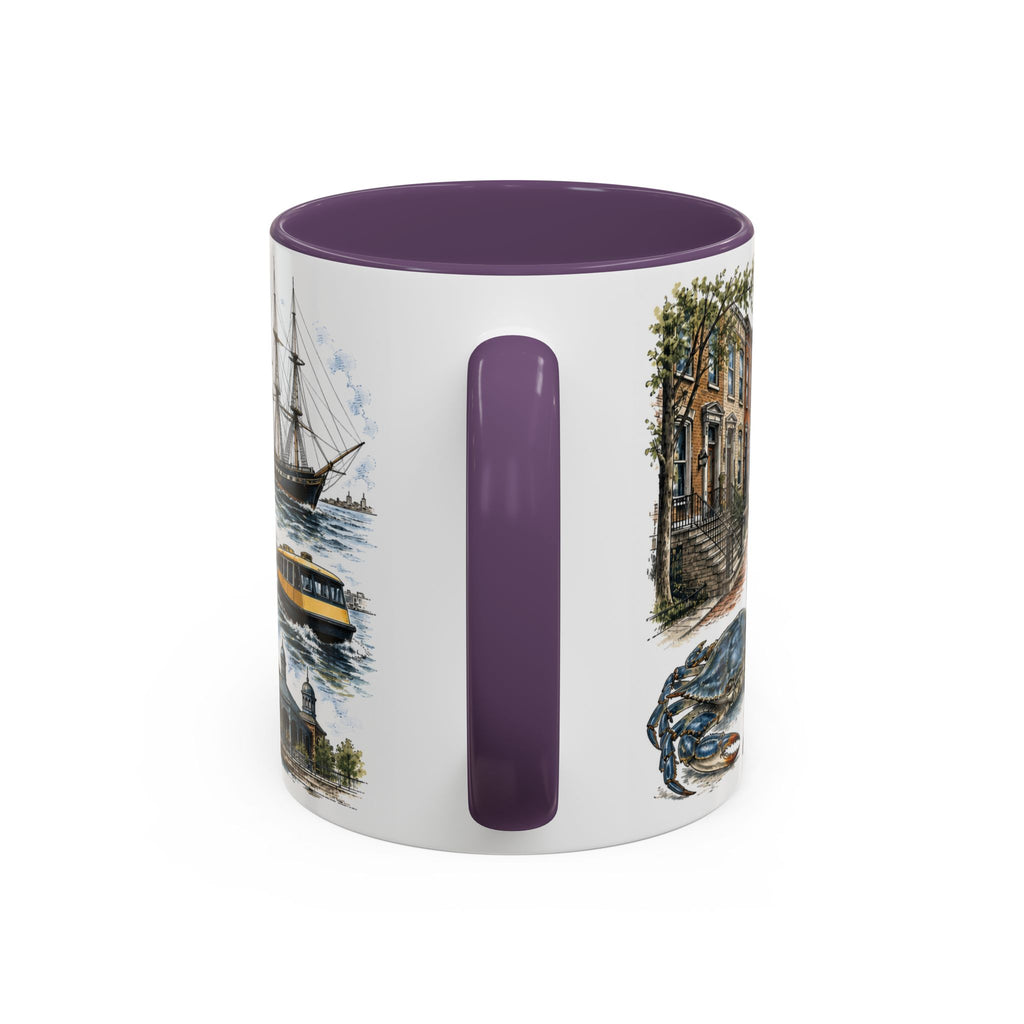 Baltimore Coffee Mug | United States Travel Souvenir | Vintage Illustrated City Gift | 11 oz 15 oz Accent Mug
