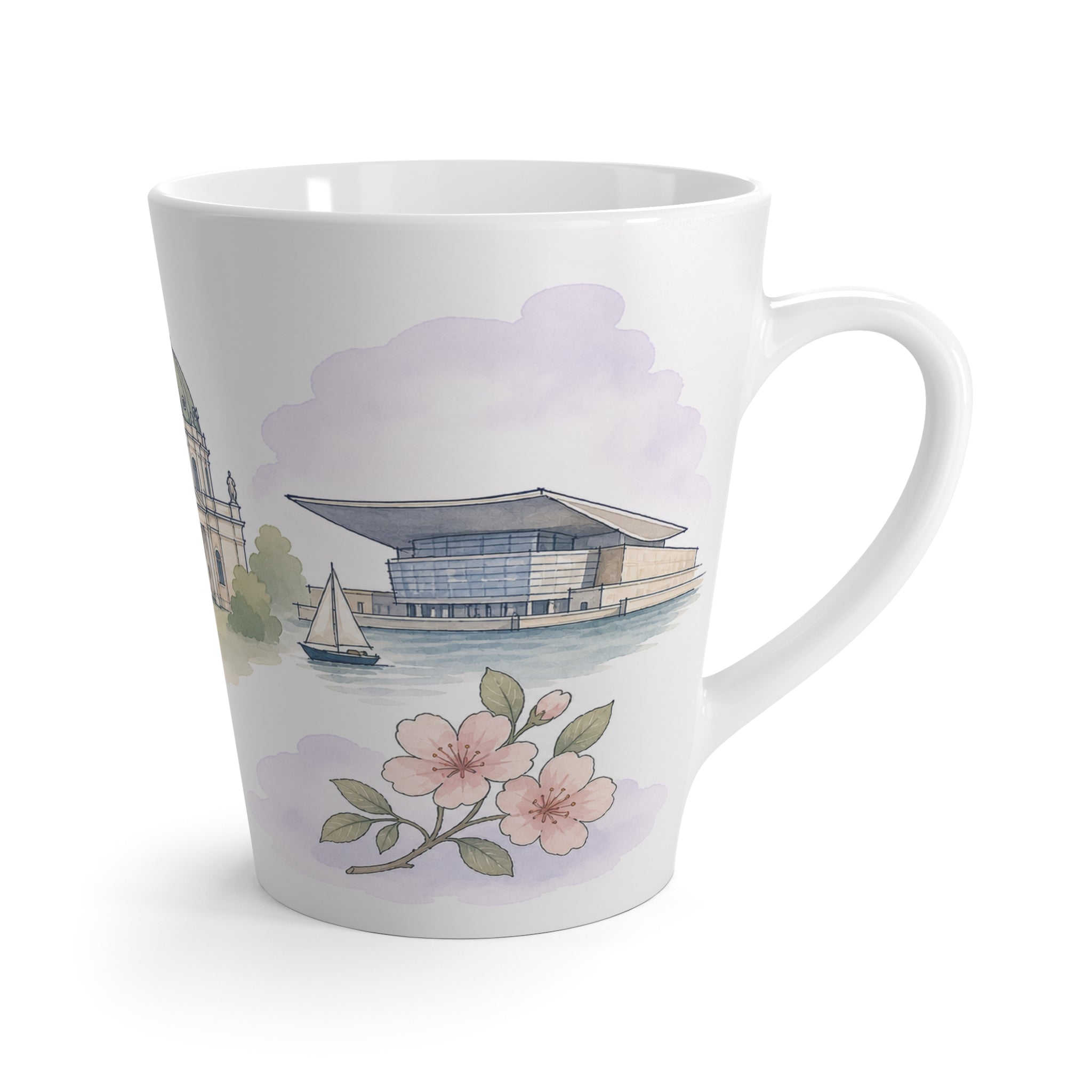 Copenhagen Latte Mug | Watercolor City Travel Mug | 12 oz Ceramic Souvenir Gift
