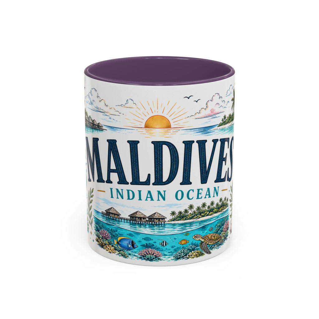 Maldives Coffee Mug | Travel Destination Souvenir Gift | Accent Color Ceramic 11oz 15oz