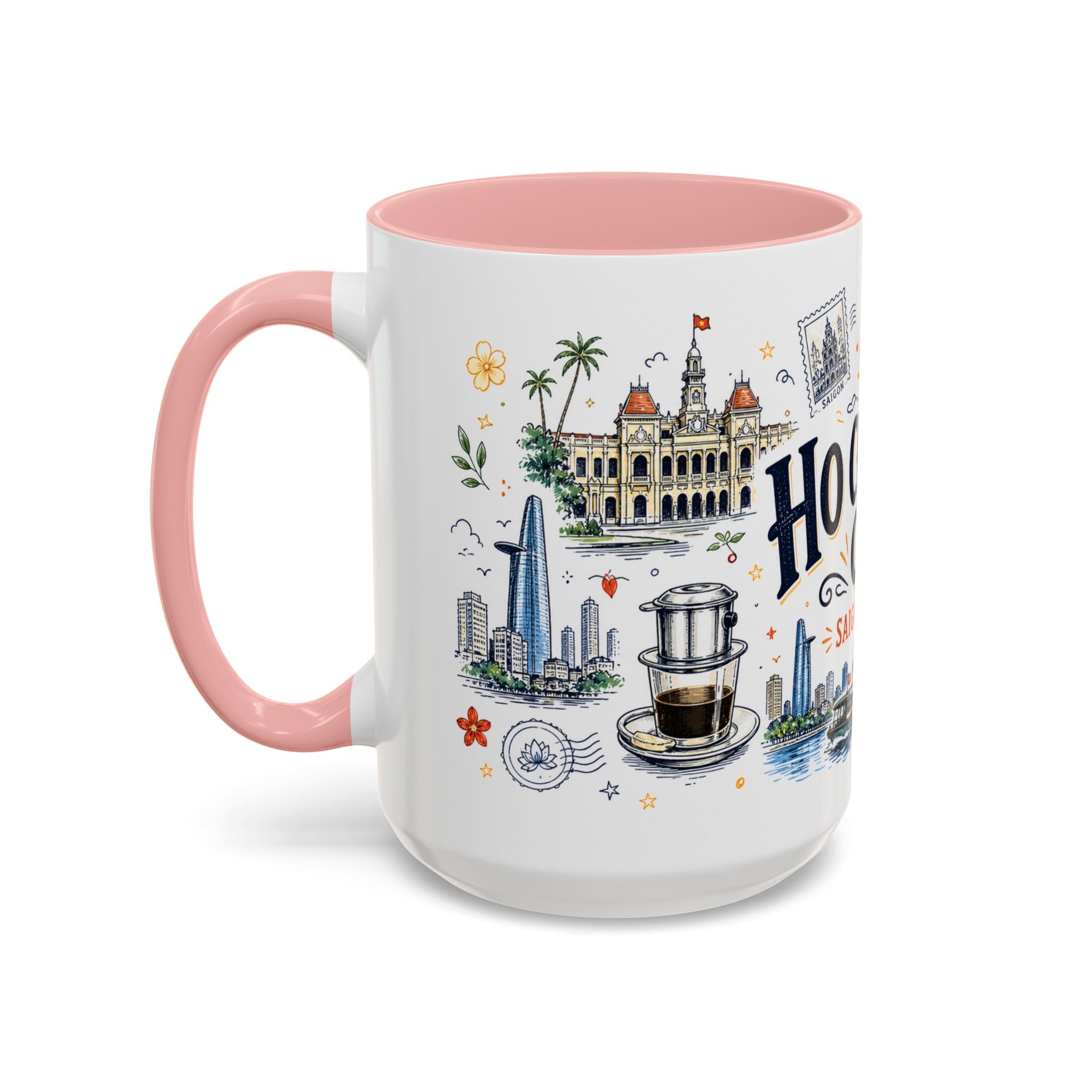 Ho Chi Minh City Coffee Mug | Vietnam Souvenir Travel Gift | Accent Color Ceramic 11oz 15oz