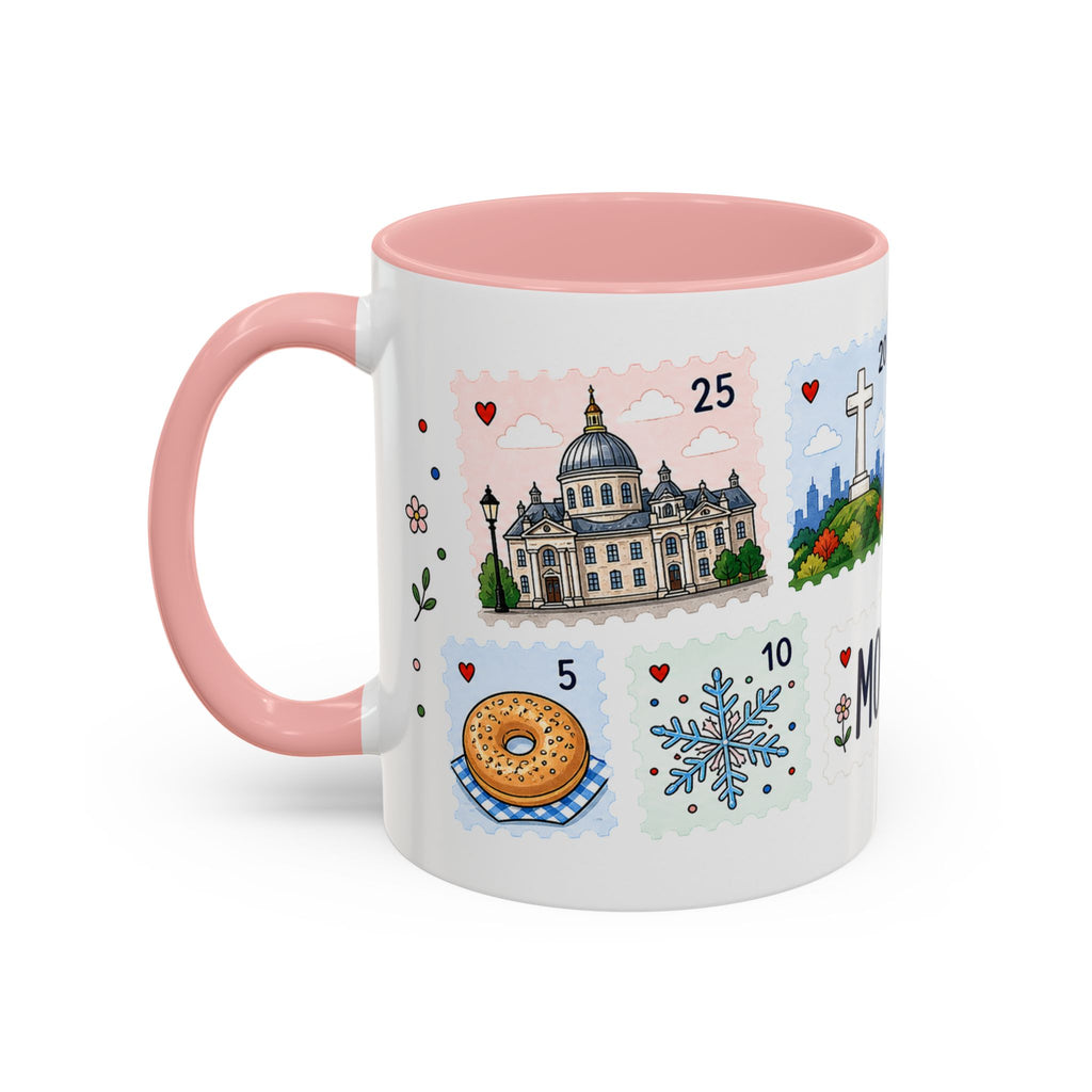 Montreal Coffee Mug | Postage Stamp Collage Mug | Travel Souvenir Accent Cup 11oz 15oz