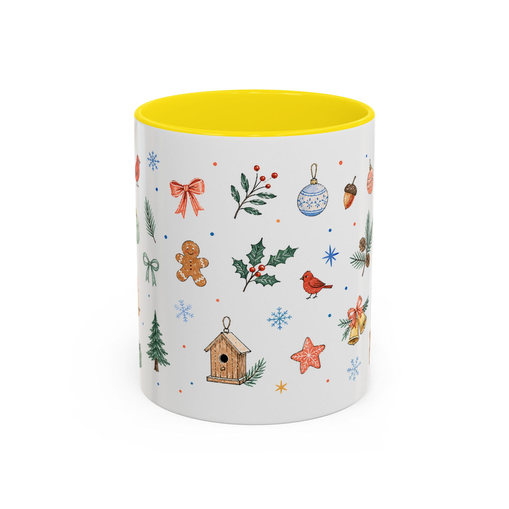 Woodland Christmas Mug | Deer Bird Watercolor Holiday Gift | Accent Cup 11oz 15oz