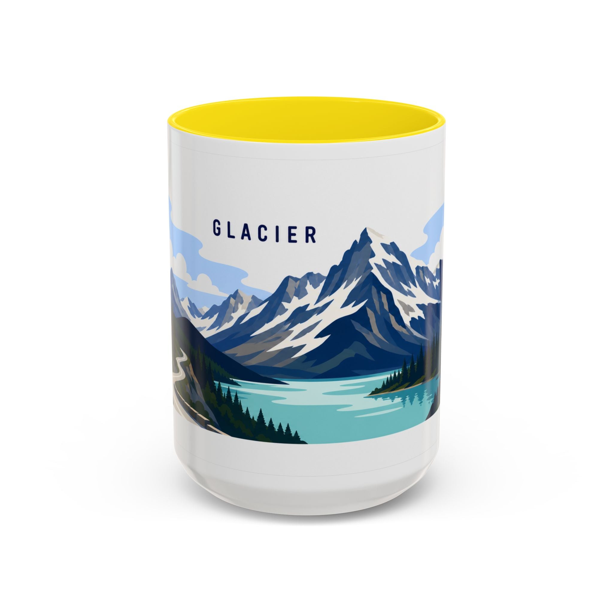 Glacier National Park Coffee Mug | Solid Color Block Park Souvenir | 11oz 15oz Accent Mug