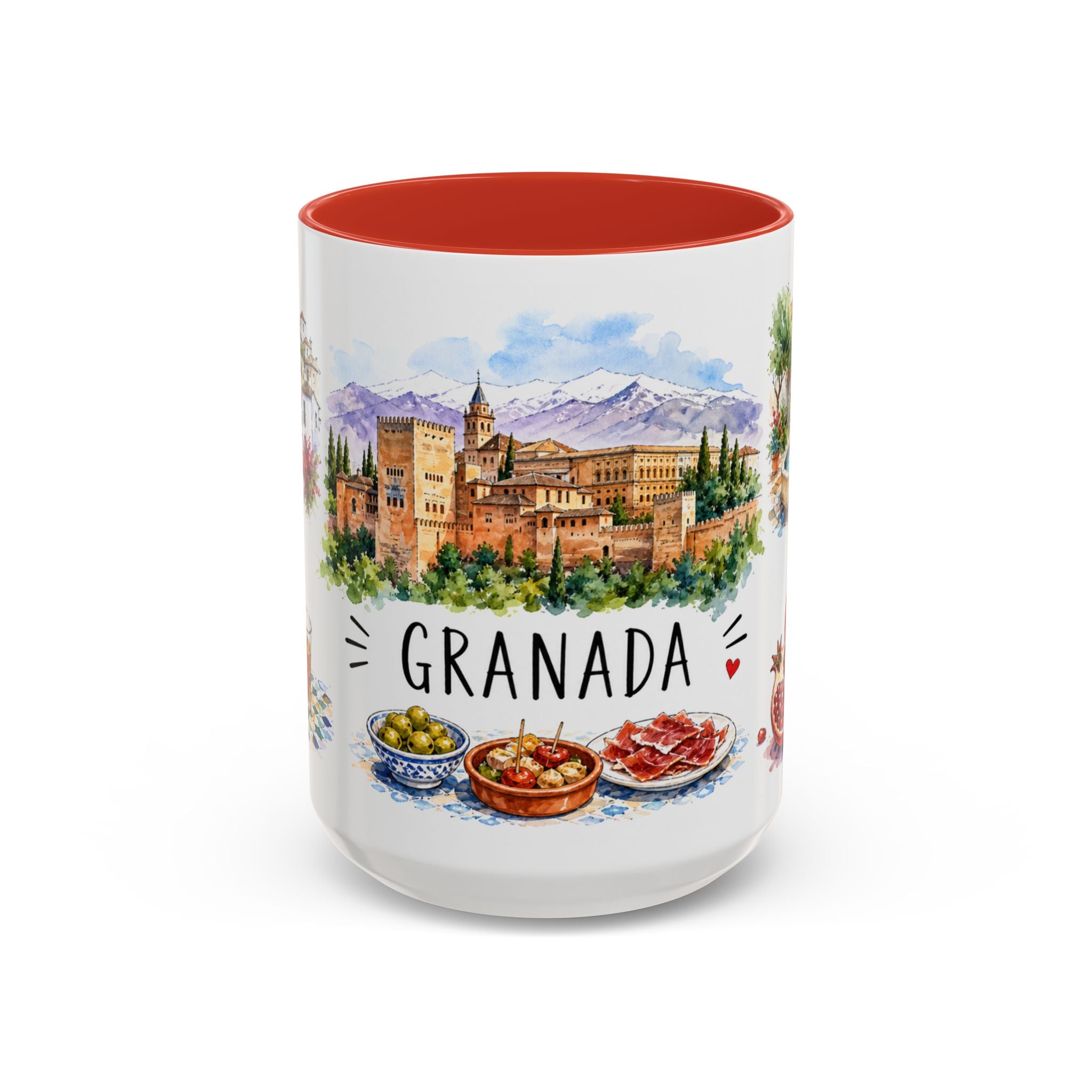 Granada Illustrated Travel Mug | City Souvenir Accent Coffee Mug | 11oz 15oz Ceramic Cup