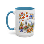 Boston Illustrated Travel Mug | City Souvenir Accent Coffee Mug | 11oz 15oz Ceramic Cup