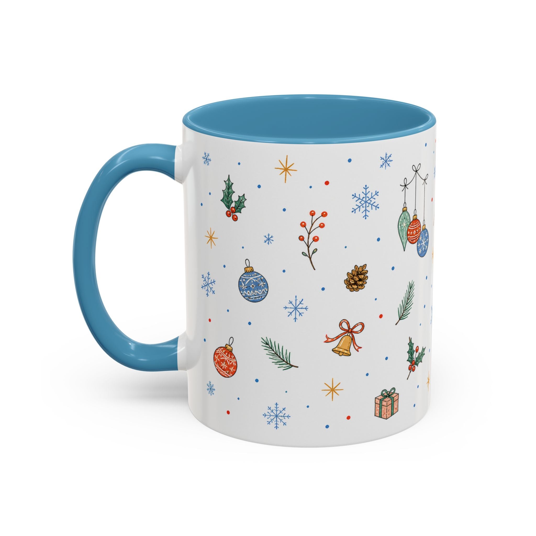Christmas Ornament Mug | Snowflake Watercolor Holiday Gift | Accent Cup 11oz 15oz