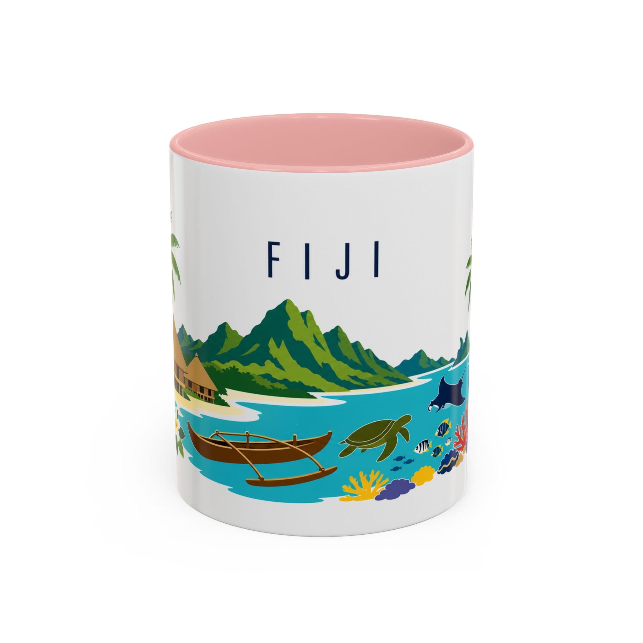 Fiji Coffee Mug | Travel Destination Souvenir Gift | Accent Color Ceramic 11oz 15oz