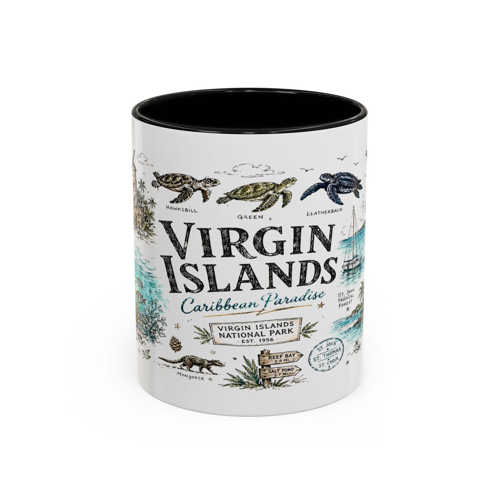 Virgin Islands National Park Coffee Mug | Caribbean Beach Snorkeling Reef Gift | Accent Color Ceramic 11oz 15oz