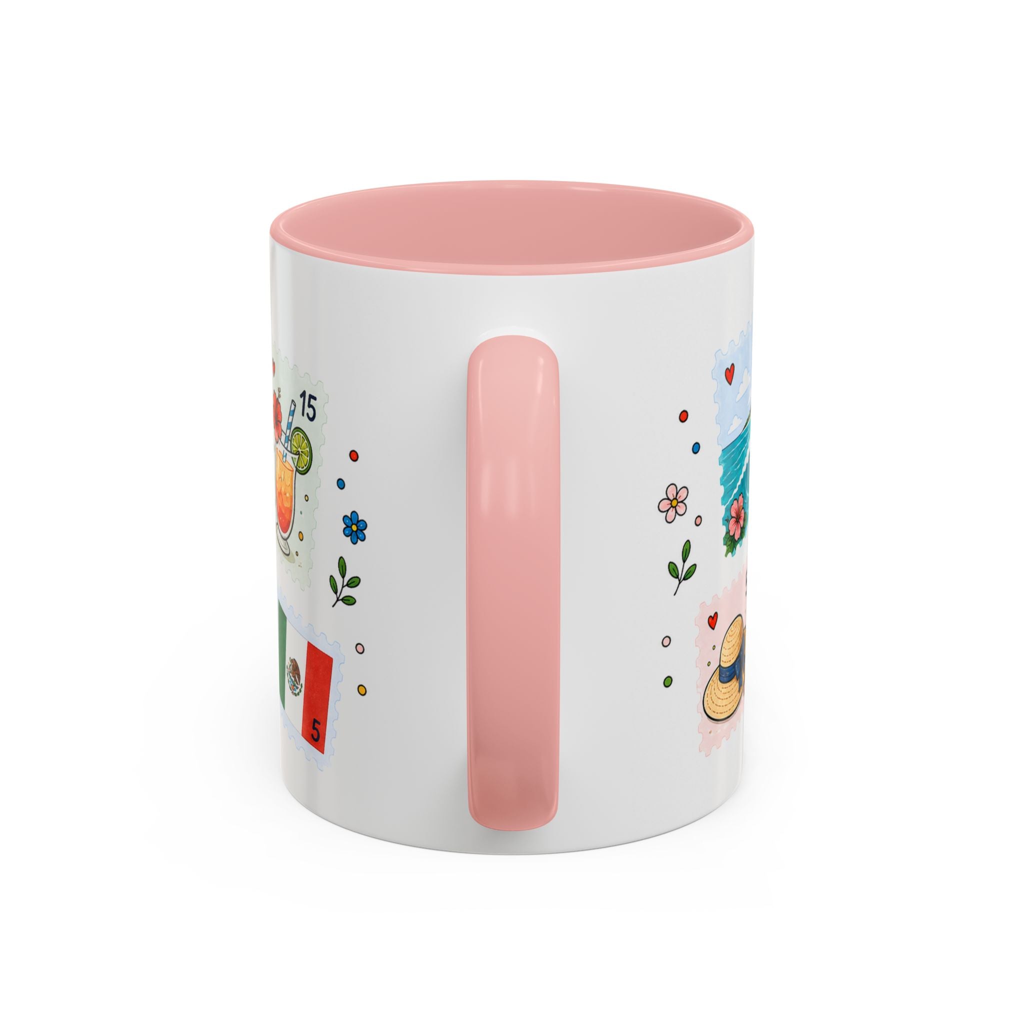 Cancun Coffee Mug | Postage Stamp Collage Mug | Travel Souvenir Accent Cup 11oz 15oz