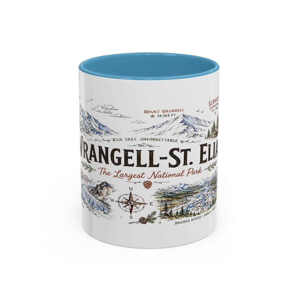 Wrangell-St. Elias National Park Coffee Mug | Alaska Wilderness Climbing Gift | Accent Color Ceramic 11oz 15oz